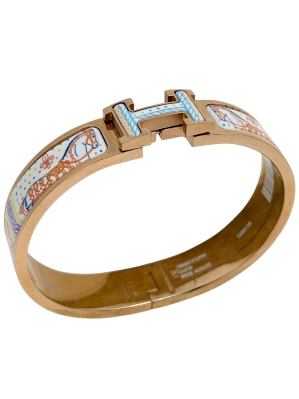 Hermes Click Bangle Cloisonne Grand Apala Rose Gold Multicolor Bracelet